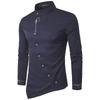 Men Shirt Men Clothing Long Sleeve Shirt Irregular Oblique Button Plain Casual Shirts for Men