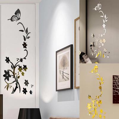 3D Diy Çiçek Kelebek Şekli Akrilik Duvar Sticker Modern Çıkartmalar Dekorasyon