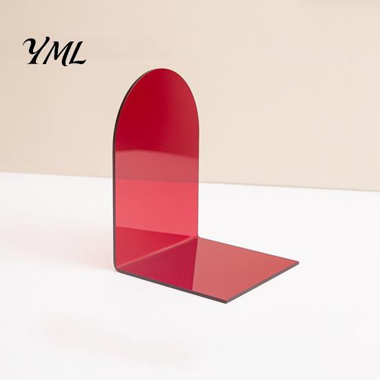 Non Scratch Book Ends for Bookshelves 1 Pair Acrylic Bookends, Clear Holders Shelves, Decorative Arch Desktop Stand School Stopper, Bookshelf