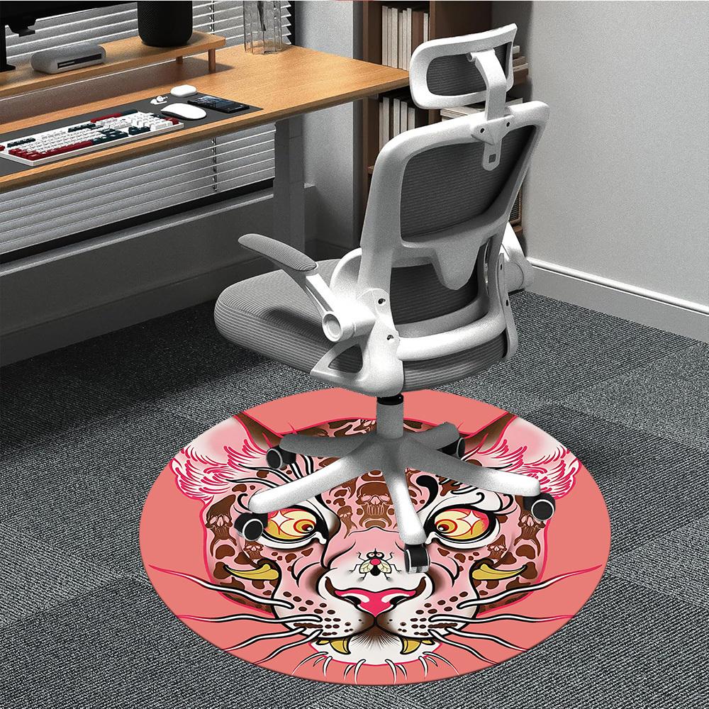 1pc Leopard Print Office Round Area Rug,  Mat Suitable For Office, Under Office Chairs Bedroom Living Room Home Decor, Room Deco