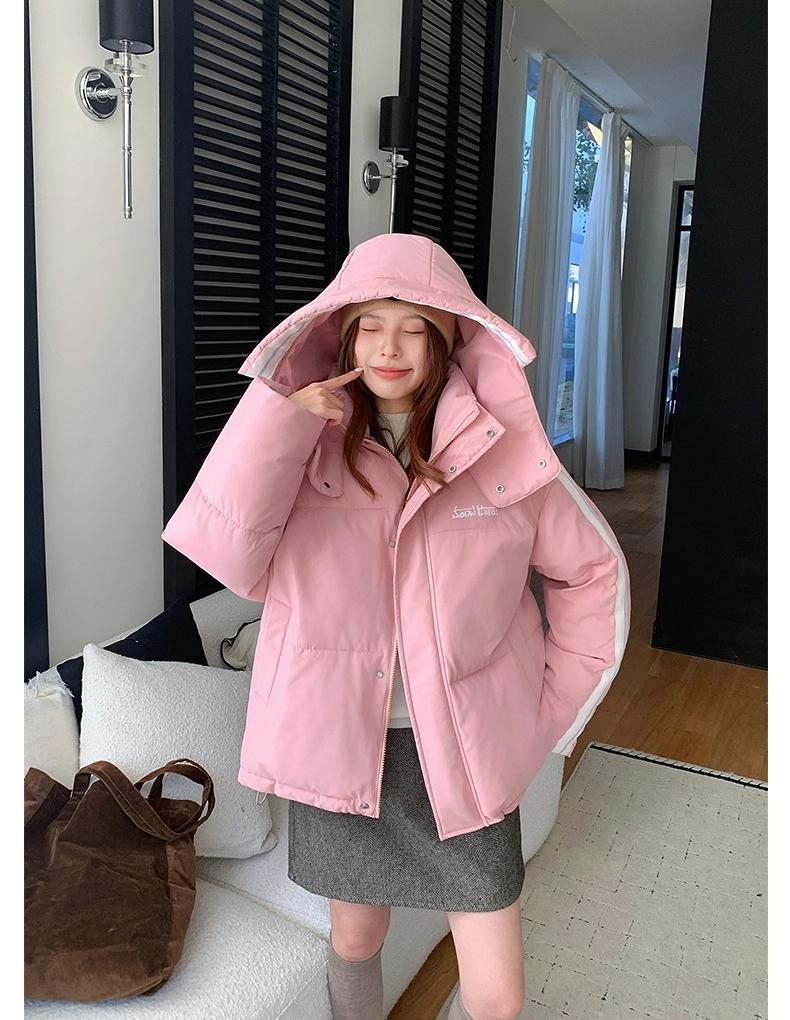 Women’s Short Hooded Windproof Thicken Warm Winter Jacket With Stripes