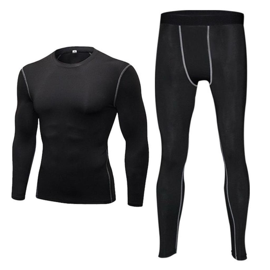 Men's Quick Dry Compression Sports Set: Long Sleeve & Pants Fitness Wear for Spring/Autumn Running & Training