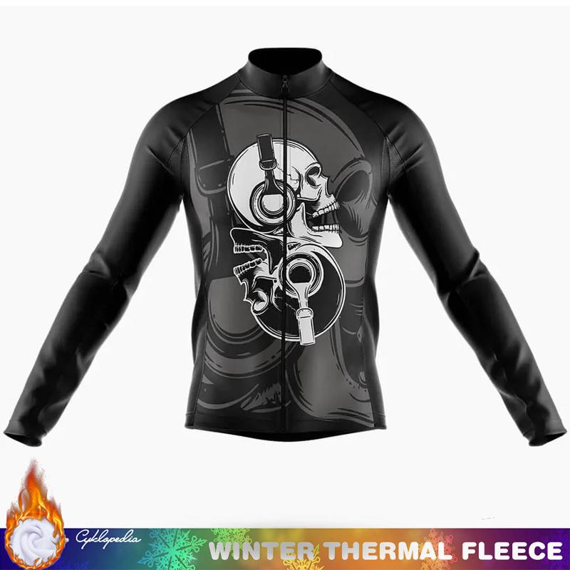 Mtb Clothing Men SKULL Fleece Jersey Cycling Mens Men's Shirt Thermal Winter Outfit Long Sleeve 2026 Man Road Bikes Jackets Bike