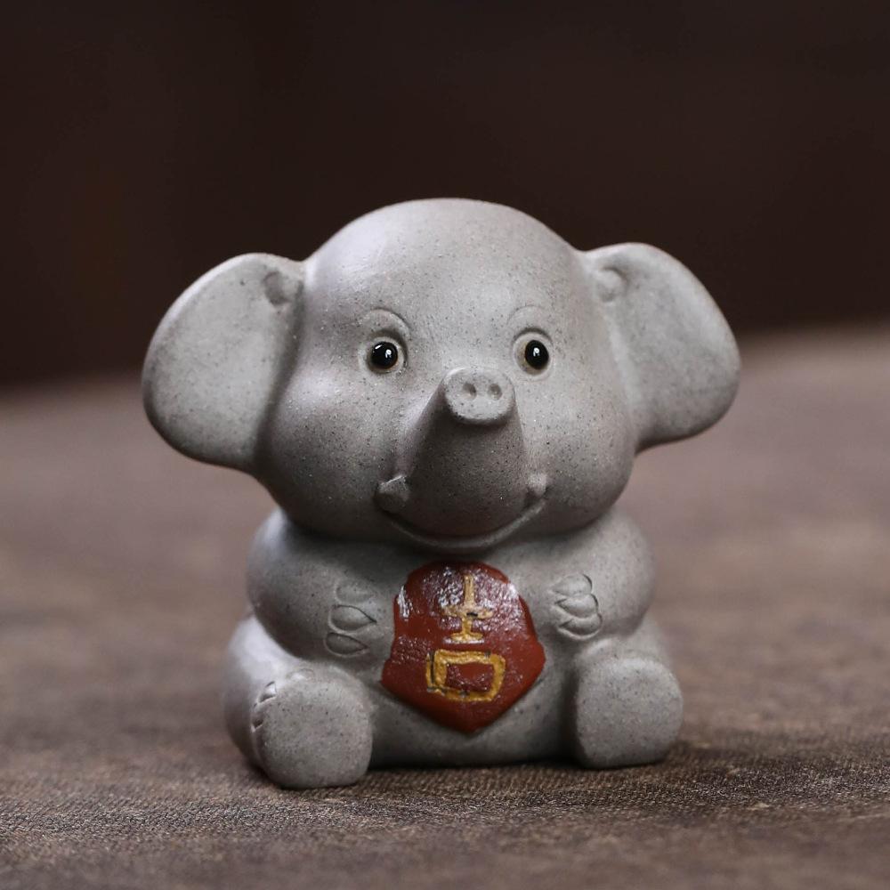 

Yixing Purple Clay Cute Peace Elephant Tea Pet Retro Tea Sculpture Tea Figurine Play Toys Tea Statue Ornaments Workmanship Craft