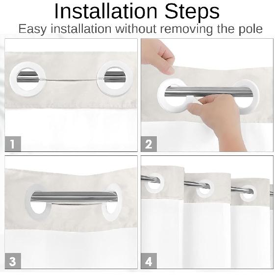 No Hook Pink Bow Shower Curtain and Liner Set Cute Shower Curtain with Snap in Liner Fabric Bathroom Curtain with Liner Set Double Layers Waterproof