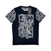 Used New BRAVE SOUL Paisley Panel Bandana Print Oriental Dragon Monochrome T-shirt UK Street M Size