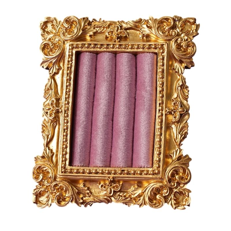 Portable Resin Rings Earring With Flannel Base Stylish Decoration For Vanity Dresser Or Gift