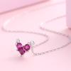 925 Sterling Silver Pendant Necklaces For Women Luxury Jewelry Engagement Heart Red Zircon Vintage Accessories Jewellery