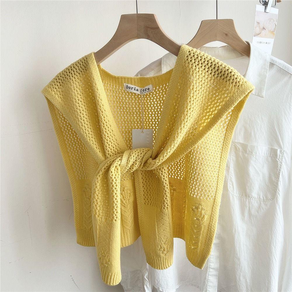 Mehrfarbiger Falscher Kragen Hohl Dünn Gestricktes Outfit Schal Trendige Nackenschutz-Weste Mädchen Damen