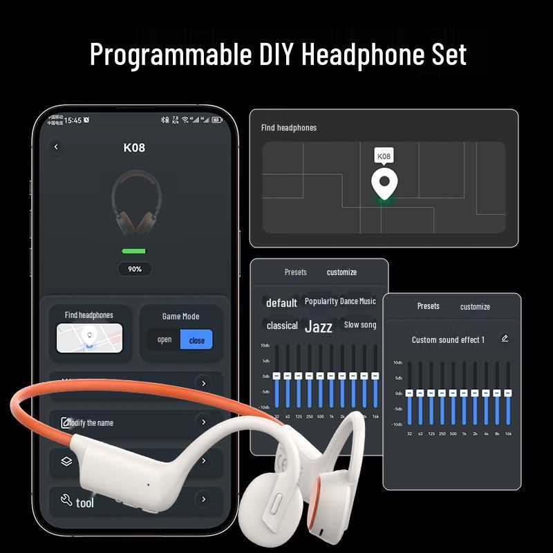 Private Mold K08 Bone Conduction Open-Ear Wireless Bluetooth Sports Headphones for Comfortable Long Wear