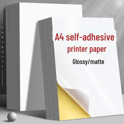 A4 Glossy Self-Adhesive Label Sheets (100-Pack) for Laser Printers, Non-Sticky Sub-Surface, Blank Stickers