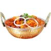 Indian Style Copper Karahi with Brass Handle, 1 Piece Serve Bowl for Cereals, Soups and Curry (15 CM)