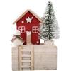 Christmas Snow Cottage Wooden Ornament for Holiday Tabletop Decoration Featuring Charming Winter Village Design