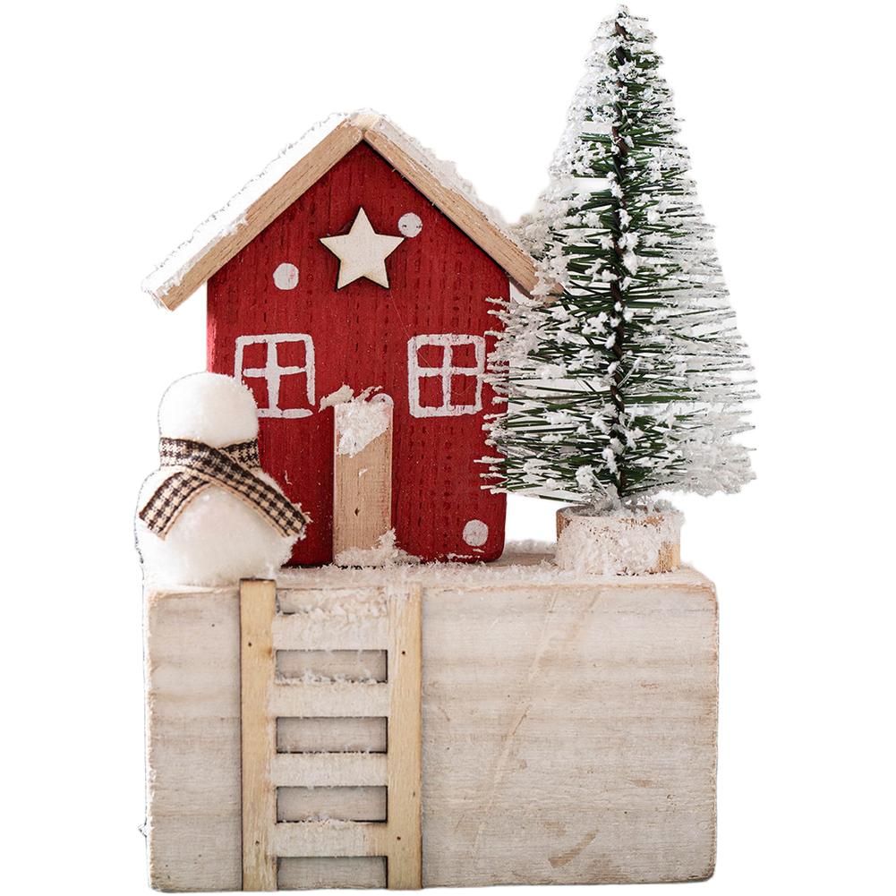Winter Scene Decoration Wooden Christmas House A 13*6*17.5cm Wooden Christmas Decorations Compact Tabletop Size