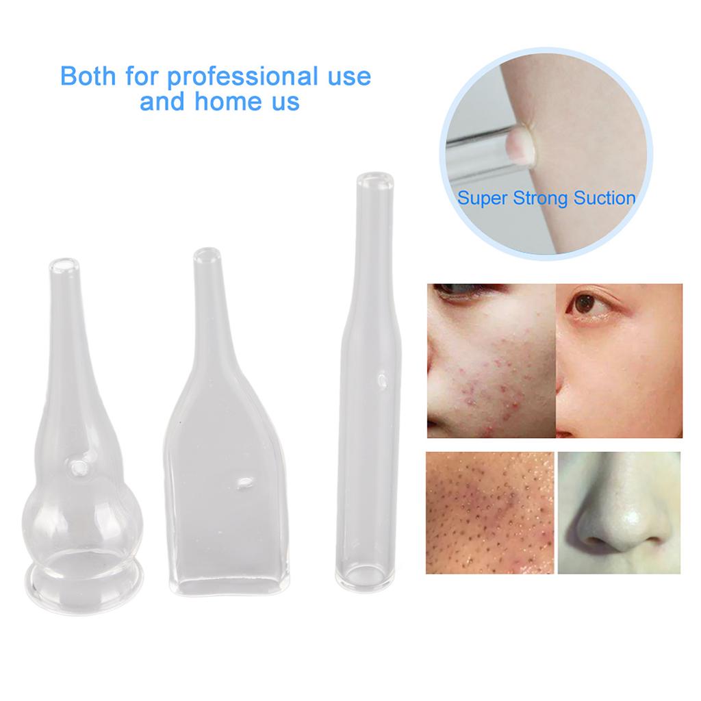 3PCSCelsiusSet Glass Pipes for Blackhead Removal Face Cleanser Beauty Machine Vacuum Accessories