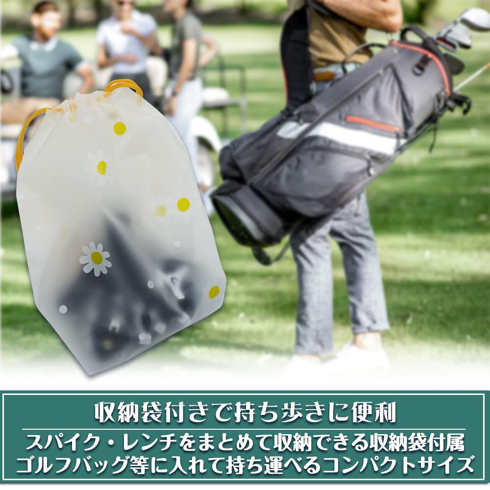 Rubber spikes for golf shoes, 18 pieces, spike wrench, storage bag, 3-piece set, replacement, easy to install