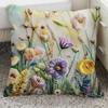 Funda de almohada de floración rica con adorno de flor tridimensional Funda de almohada Decoración de sofá para el hogar Funda de cojín Almohada de mesita de noche