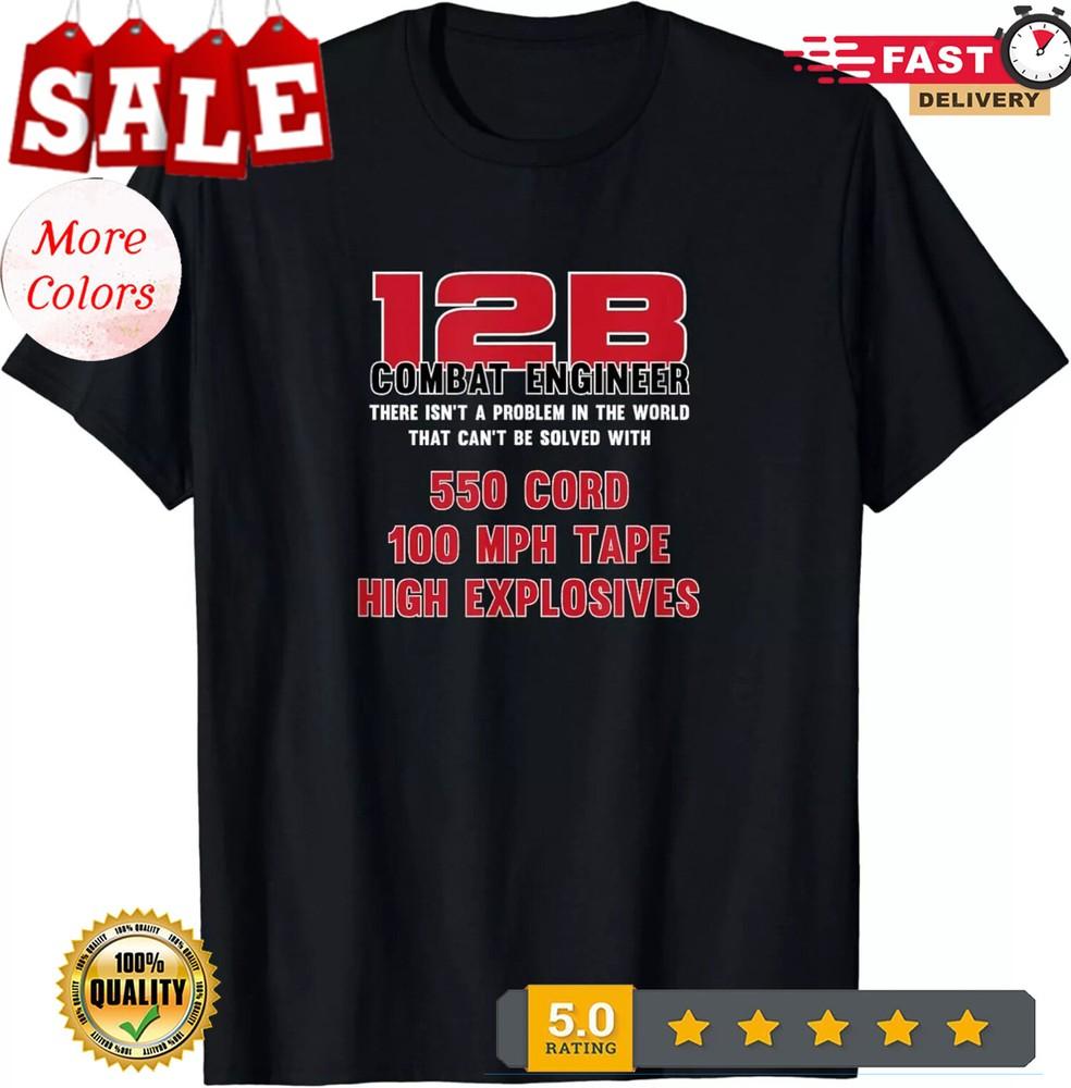 

NEW LIMITED 12B Combat Engineer Military Veteran Cool Design Best T-Shirt S-3XL XL