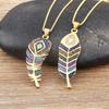 Nidin 6 Styles Irregular Patterns Elegant Feather Pendant Gold Plated Chain Necklaces For Women Accessories Bohemia Jewelry Gift
