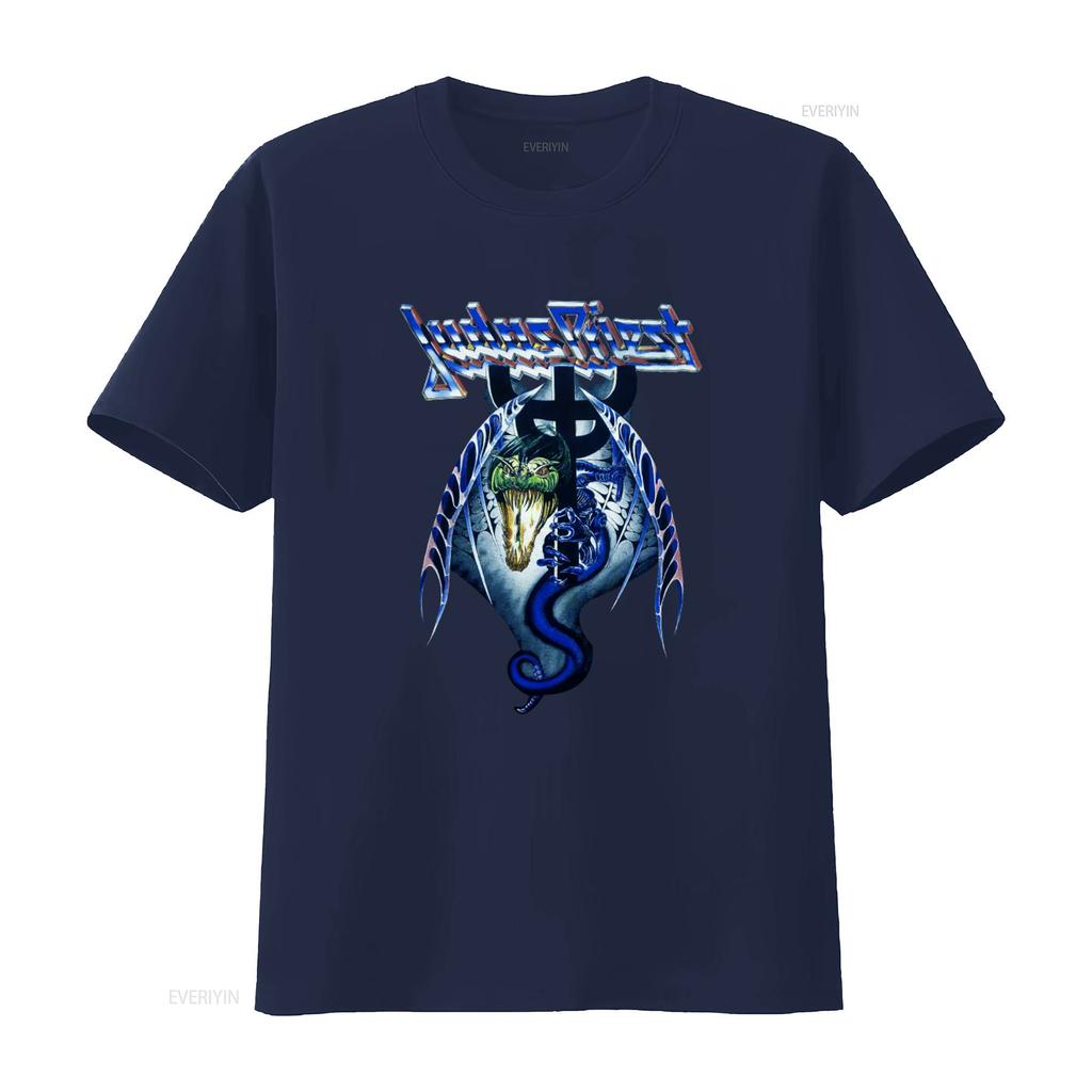 Vintage Styles Printerval Judas Priest Snake Design Painkiller Tour T Shirt vintage Washed Stretched Top For Everyday Wear
