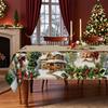 Light Luxury Christmas Waterproof Tablecloth, Santa Claus Snow Print Rectangular And Round Table Tablecloth