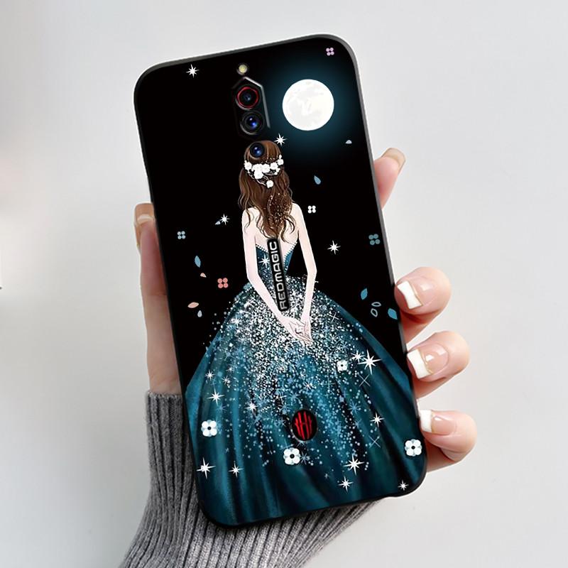 For ZTE Nubia RedMagic 5G Fundas Nubia Red Magic 5S Case Cover Soft Silicone Black Shell Printing Pattern Flower Cartoon Cases