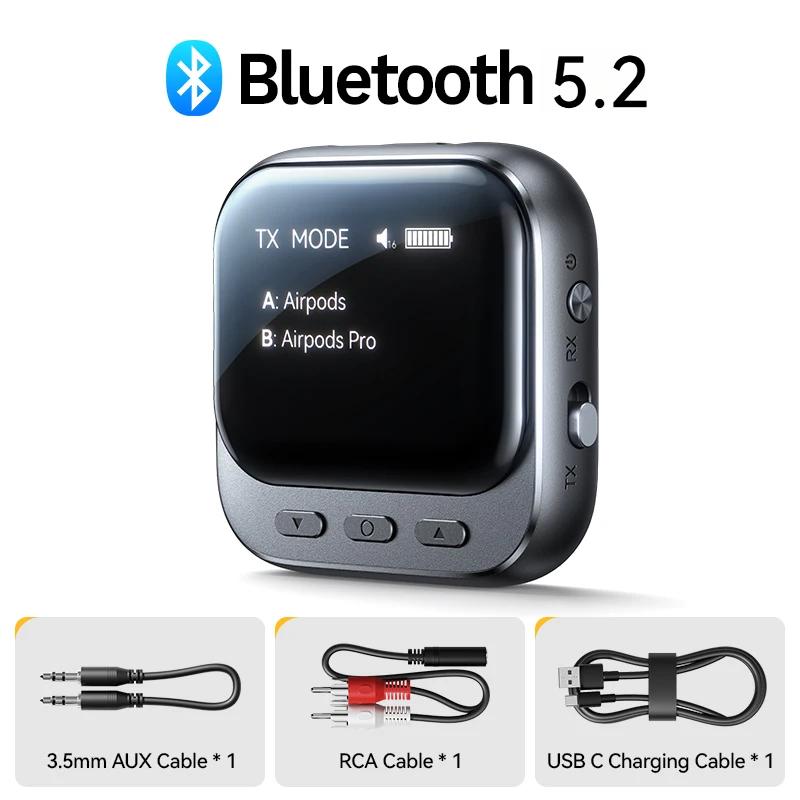 2-IN-1 Bluetooth 5.2 Receiver Transmitter 400mAh AUX Car Adapter With LED Display for Car Music/Hands-Free Calls JR-CB2S