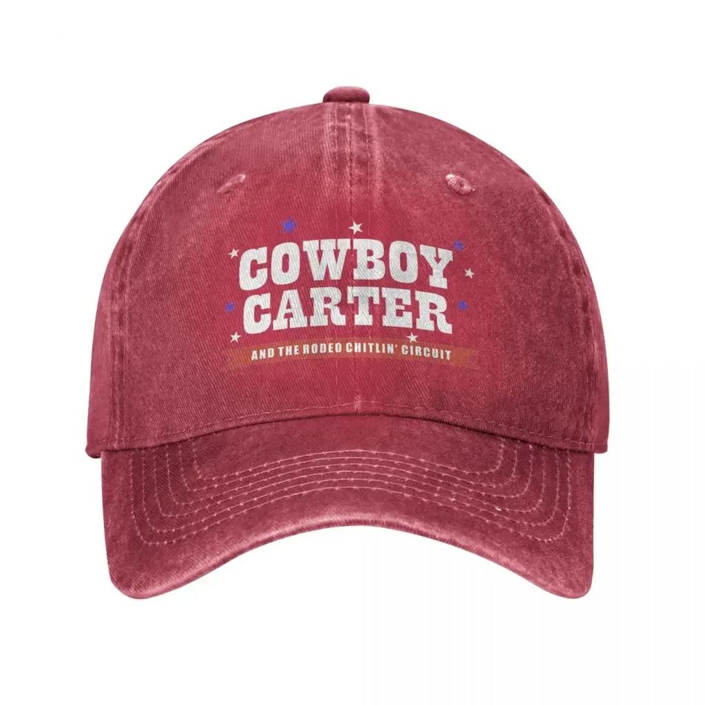 Vintage Cowboy Carter Logo Beyonce Baseballkappe Unisex Stil Used Gewaschen Snapback Hut Outdoor Laufen Golf Passform Hüte Kappe
