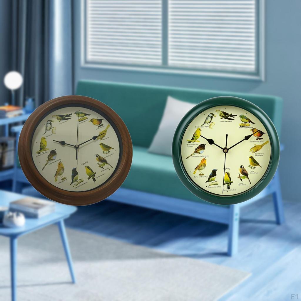Wall Clock Singing Bird Decorative Home Art Birds Call Alarm Made of PP And