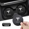 2 Stück Auto Innenraum Leder Untersetzer Geräuschdämmend Wasserbecher Pad Für Model 3 Model Y Model S Model X Cybertruck Juguete Roadster