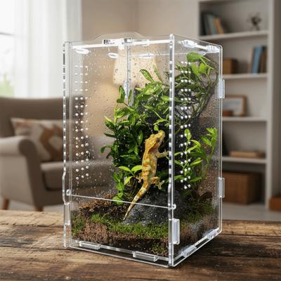 Transparente Reptilien Futterbox Belüftet Ausbruchsicher Springspinnen Terrarium Schnappverschluss Acryl Krabbeltierbox