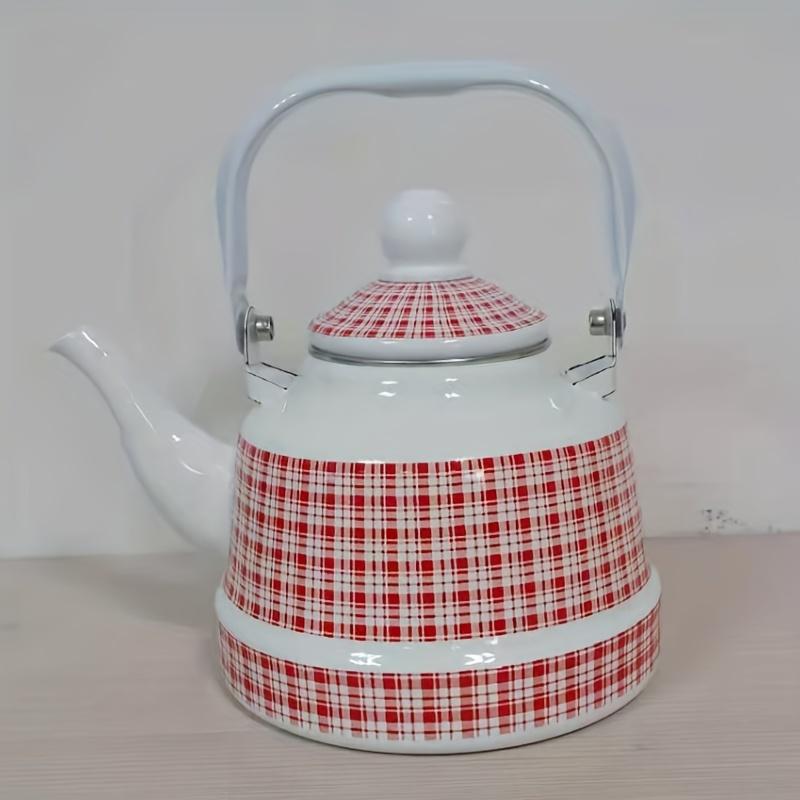 

Эмалированный чайник для воды, бытовой эмаль, геометрический принт, мрамор, старинный чайник-колокольчик, ресторанный чайник, кофейник, винтажный эмалированный чайник 1.7L красный