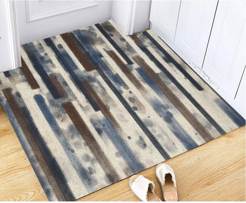 Nordic Stripe Door Mat Carpet Non-slip Mud Scraping Dust Removal Mat Carpet Living Room Indoor Silk Loop Cut Home Floor Doormats