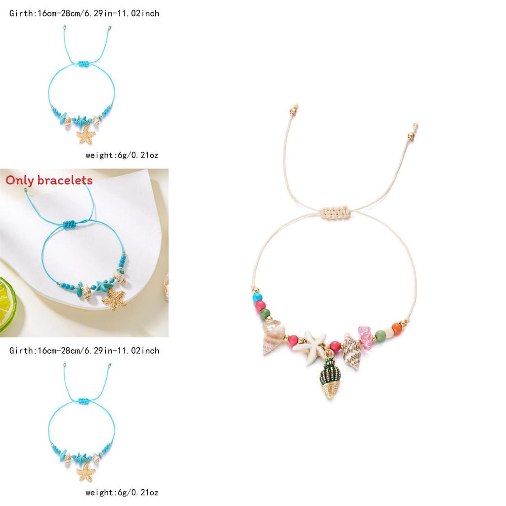 Bohemian Starfish Shell Beaded Jewelry With Electroplated Zinc Alloy For Womens Casual Summer Use