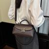Lychee Pattern Metal Square Buckle Handbag Women's Shoulder Bag