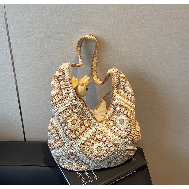Spring New Handmade Hollowed Sunflower Woven Bag Single Shoulder Diagonal Span Woven Armpit Bag