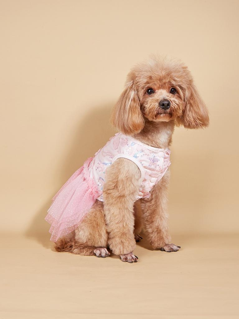 Dog TuTu Dress for Small Dogs Costume  Sequin Puppy with Tulle Doggie Pet Clothes Apparel for Dogs Cats Daily Wear