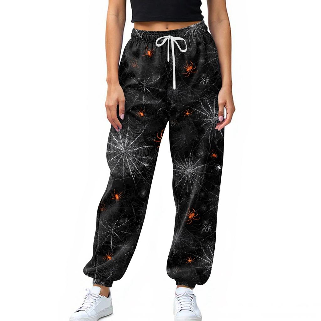 Women's Sports Pants With Pockets Fashion Print Elastic Waist Pants Casual Sweatpants Pants