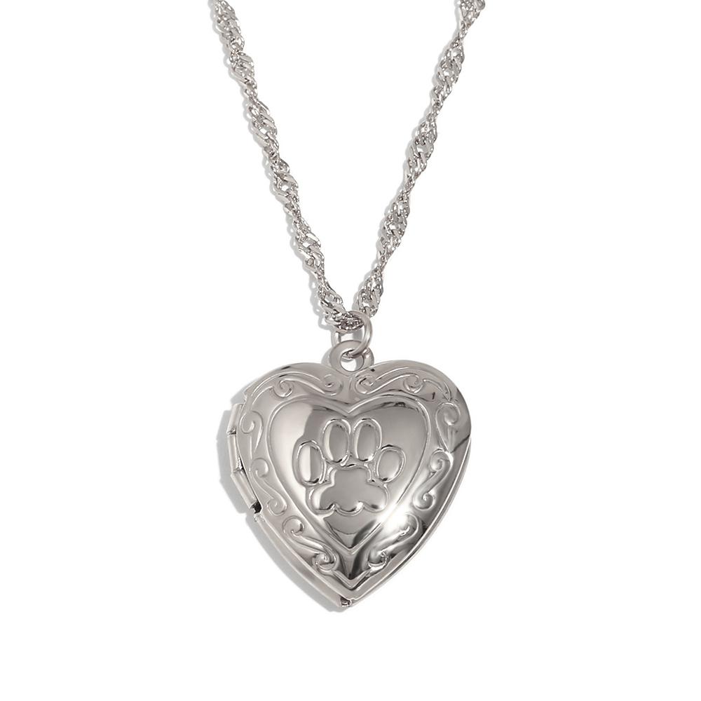 

MamacitaSlay Meaningful Hollow Heart Puppy Fingerprint Can Paste Photo Pendant Necklaces for women stainless steel jewelry woman