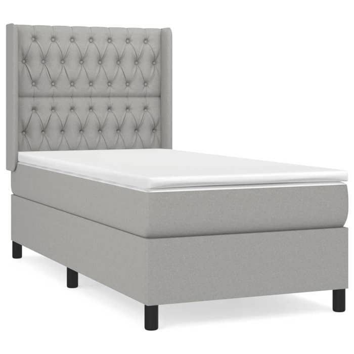 3131641 vidaXL Lit à sommier tapissier avec matelas Gris clair 90x200 cm Tissu