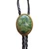 Men's Western Adjustable Bolo Tie with Stone Pendant Braided Leather Rope Necktie Shirt Collar Chain Jewelry Necklace