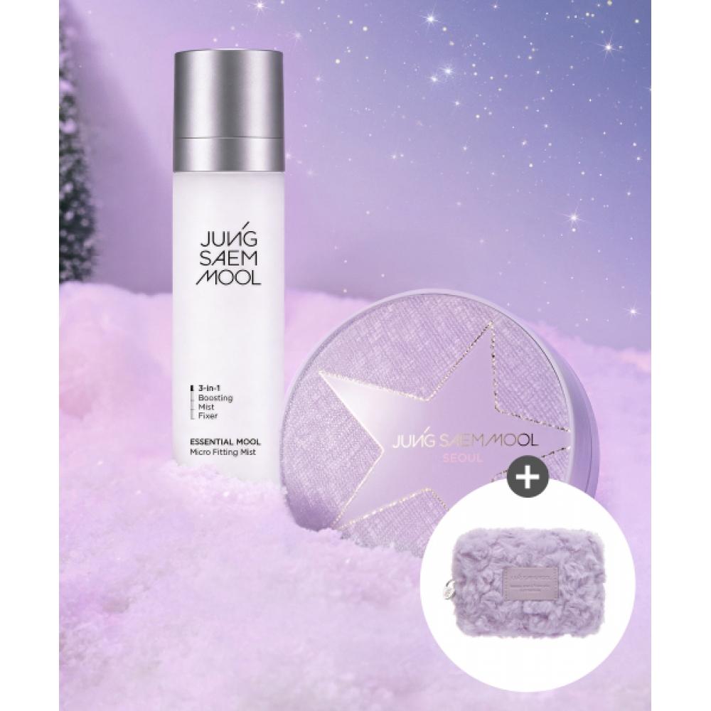 

Jungsaemmool [holiday Set] Essential Skin Nude Cushion With Refill + Water Mist 120ml Purple Fur Pouch Included MEDIUM SET