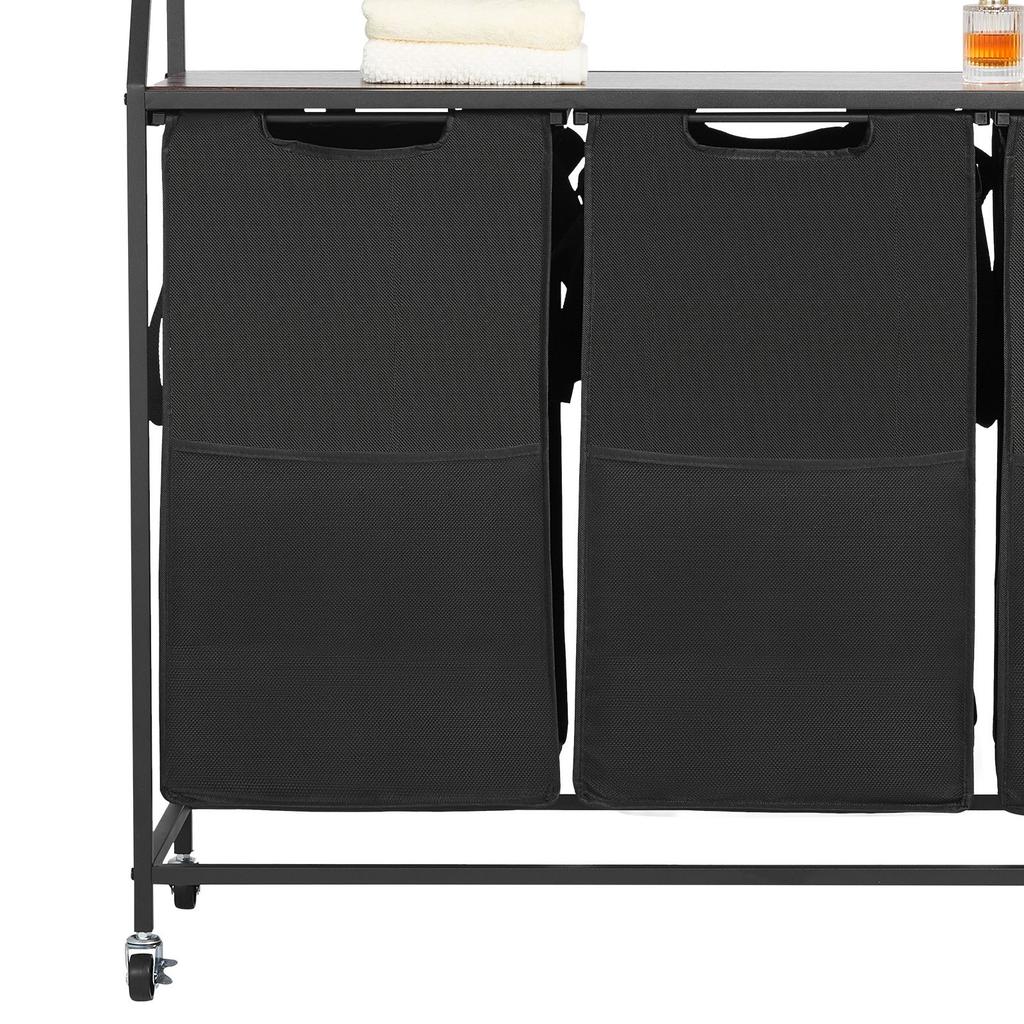 VEVOR 2 Tiers Laundry Sorter, Tall Laundry Hamper with Metal Frame and Wooden Tabletop