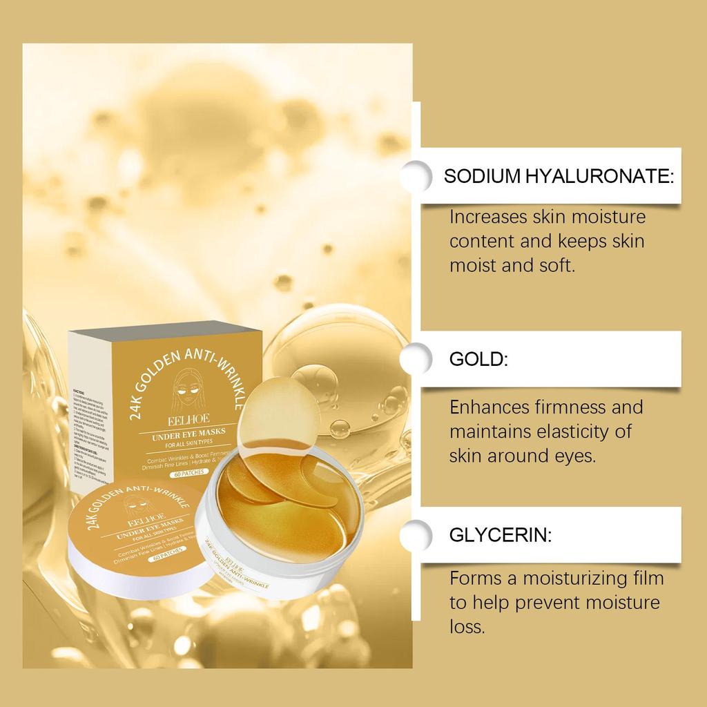 Eelhoe Golden Eye Moisturizing Mask Removing Darkening Relieve Dry Fatigue Fade Fine Lines Soothing Red Puffiness Eye Care Masks