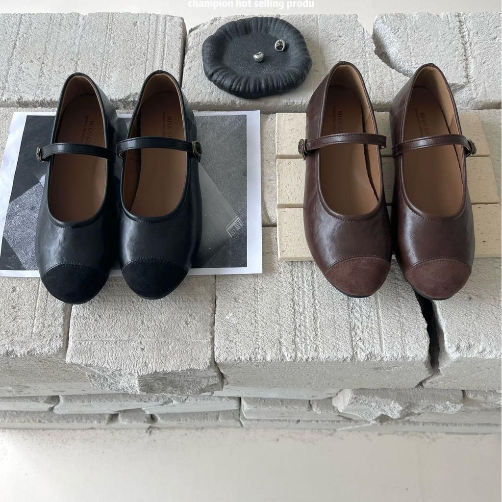2025 Winter New Round Head Suede Soft Sole Soft Sole Versatile Doudou Cross Word with Ballet Commuter Women's Shoes
