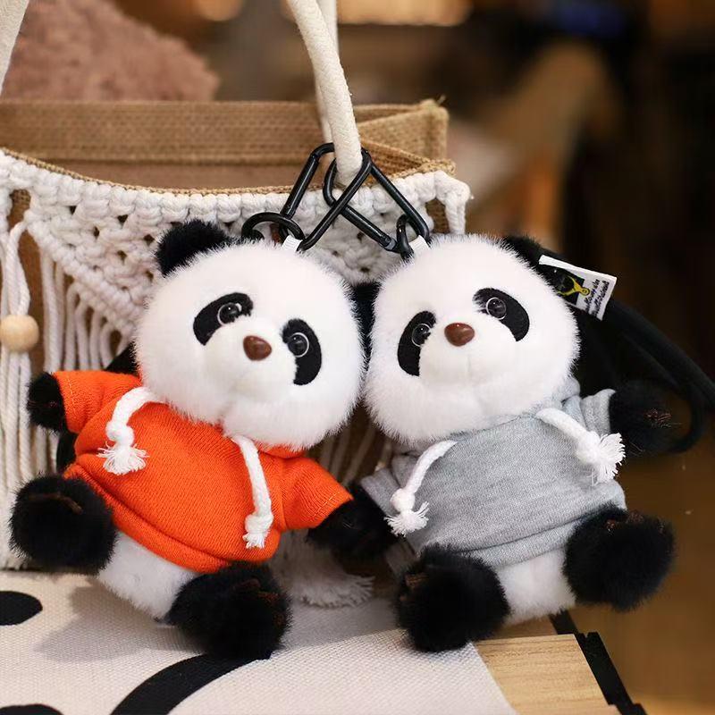Panda Hoodie Doll Keychain - Plush Toy with Logo