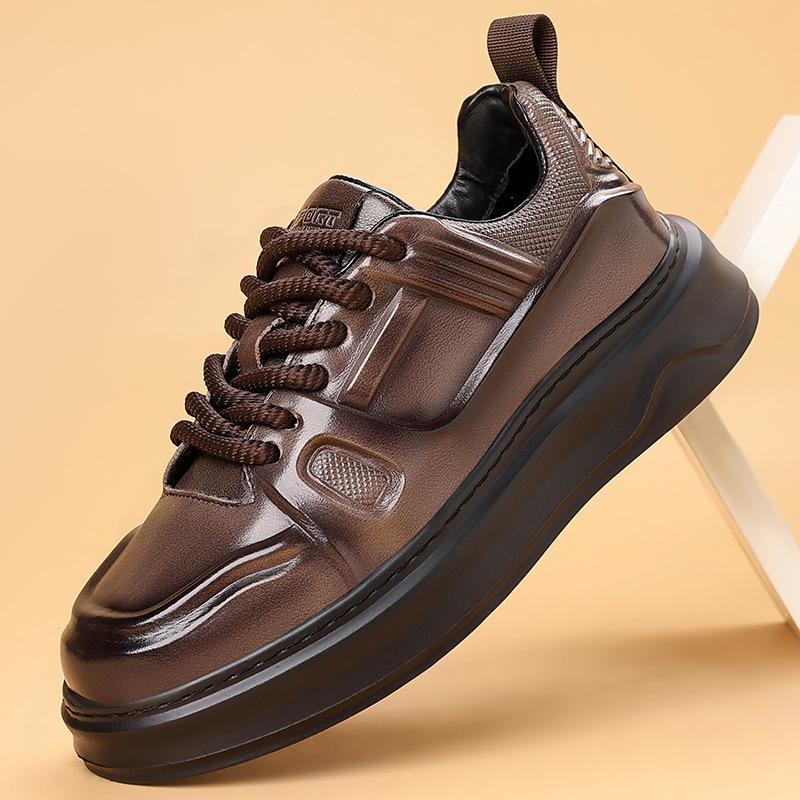 Trendy brand autumn new board shoes men's leather platform leisure sports white shoes men's shoes men's advanced sense ruffian handsome
