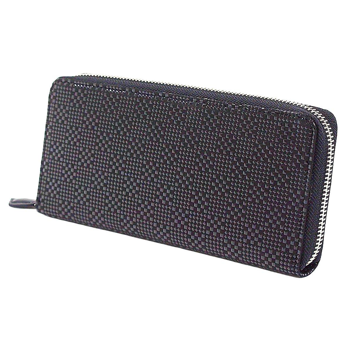 

Inden Long Bundle Round Black x Black Small Careed Pattern [Indenya] Wallet, Wallet, Y, Zipper, Deerskin, Lacquer, 2111-01-167 чорний