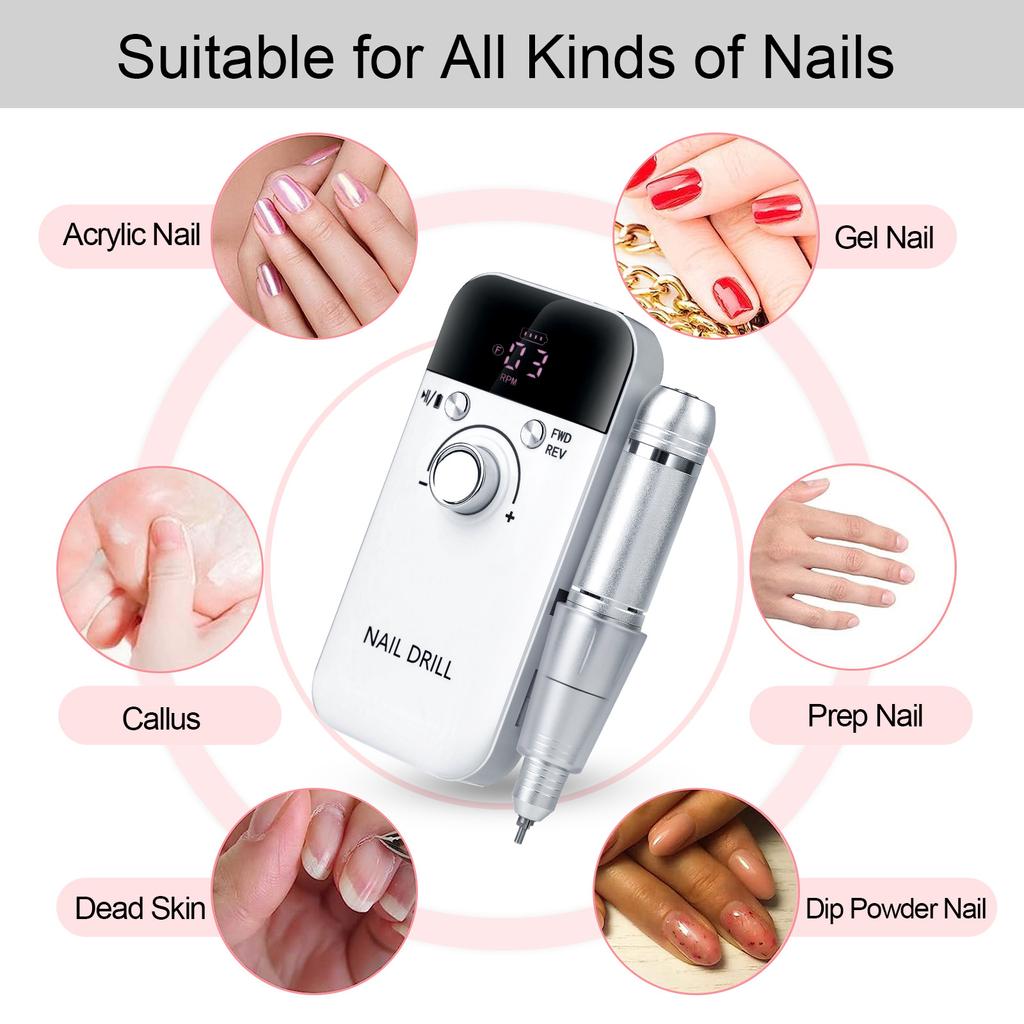 Professional Nail Remover V6 Sander 45000 RPM Electric Portable Electric Nail Scrubber Machine Manicure Nail Sander Electric Nail Polish Drill