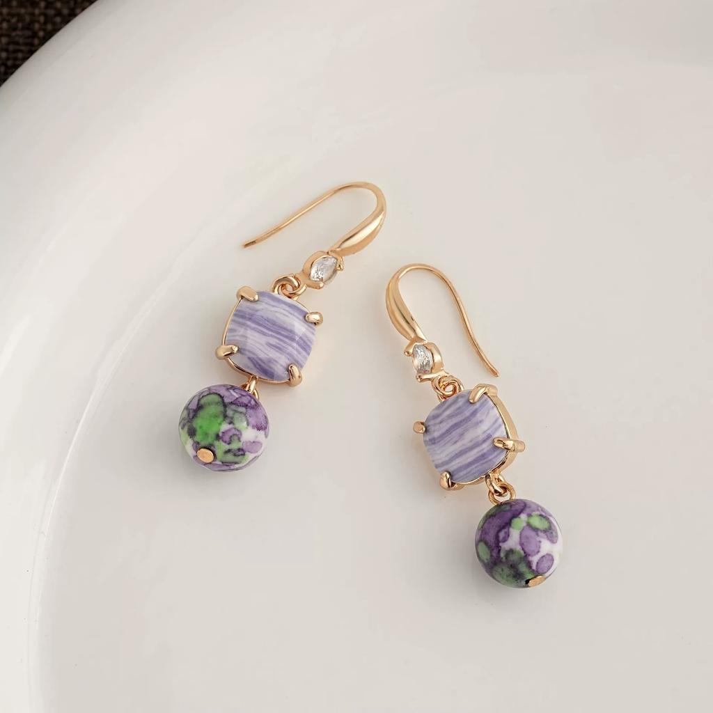 Modne Bohemian Dworskie Kolorowe Kryształowe Szklane Kolczyki Kule dla Kobiet Kreatywny Etniczny Styl Kryształowe Imprezowe Prezenty